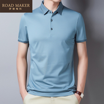 ROADMAKER2022 Summer new mulberry silk short sleeve mens thin section casual middle-aged T-shirt POLO shirt daddy dress
