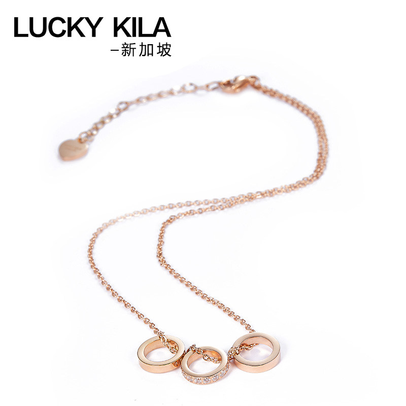新加坡设计师品牌 LUCKY KILA 三环镶钻石 18K镀金锁骨项链 天猫优惠券折后￥128包邮（￥678-550）京东￥429