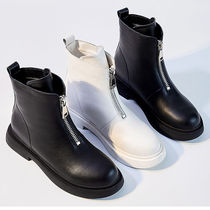 2021 autumn and winter New Martin boots female English wind Joker thick bottom handsome front zipper short boots women plus velvet single boots