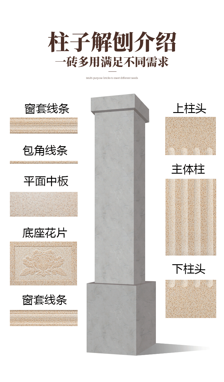 罗马柱500宽大门柱子罗马柱瓷砖柱子瓷砖农村大门柱外墙砖