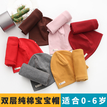 Autumn and winter double cotton childrens hat neck sleeve two-piece solid color newborn baby tire cap baby collar tide