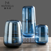 Nordic creative glass vase ornaments Simple living room dining table rich bamboo flower arrangement bottle Home decoration transparent flower