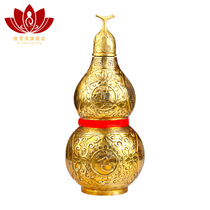 Ou Shengying copper gourd ornaments gossip with cover engraved red rope home decoration craft gift furnishings