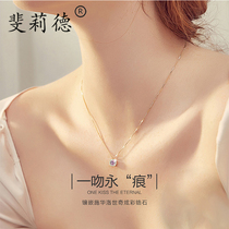 Necklace female Swarovski zirconium beating heart plated 14K gold pendant fashion temperament tide Tanabata send girlfriend