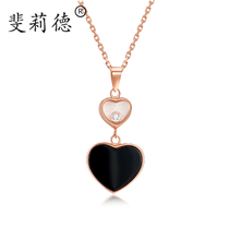 Senior sense s925 sterling silver natural black agate love necklace female Net Red Forest choker temperament Joker jewelry