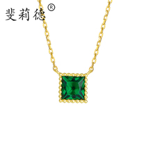 Advanced sense niche design 925 sterling silver emerald necklace women Net red tide collarbone simple temperament Joker jewelry