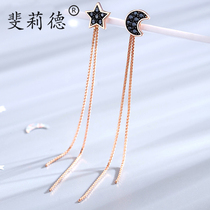 Summer earrings ins niche Joker temperament 2019 New Tide Net red with star Moon Super fairy silver earrings female