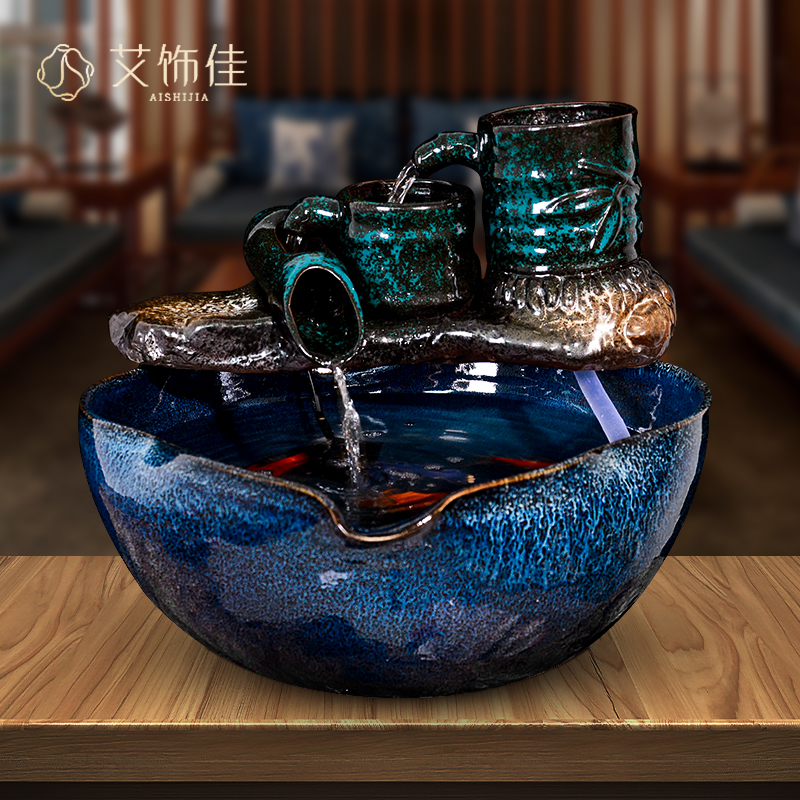 Jingdezhen ceramics sitting room desktop fountain water tank tortoise GangPen hotel office furnishing articles ornament