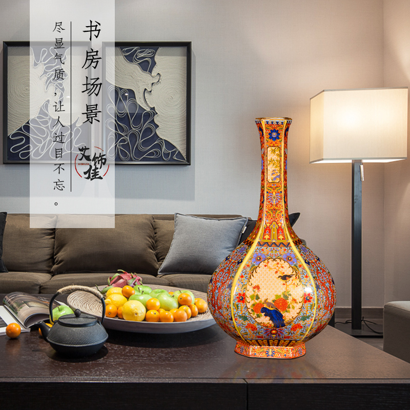 Archaize colored enamel vase Chinese jingdezhen ceramics sitting room adornment household TV ark, rich ancient frame furnishing articles