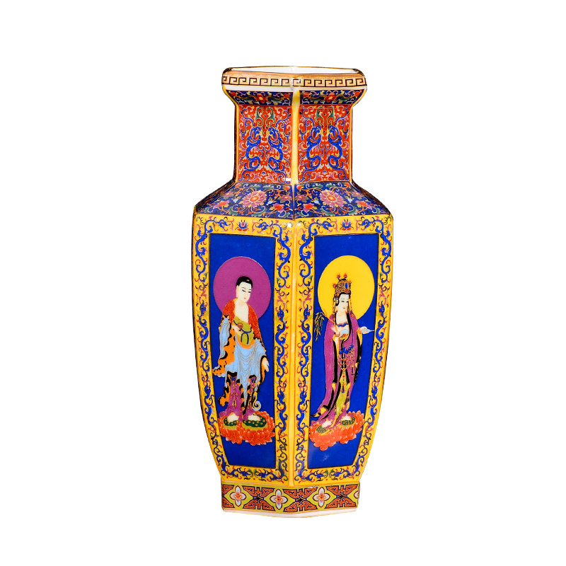 Jingdezhen ceramic vase furnishing articles colored enamel flower arranging Chinese archaize sitting room adornment home furnishing articles TV ark