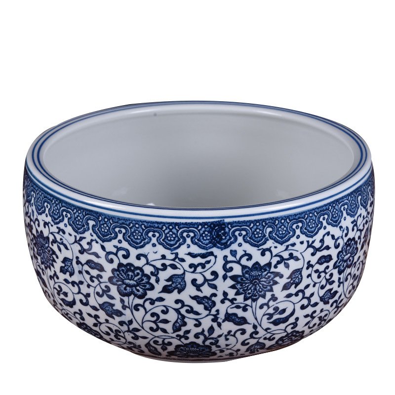 Basin of jingdezhen blue and white porcelain ceramic bowl lotus Basin water lily lotus special household cornucopia hydroponic grass cooper