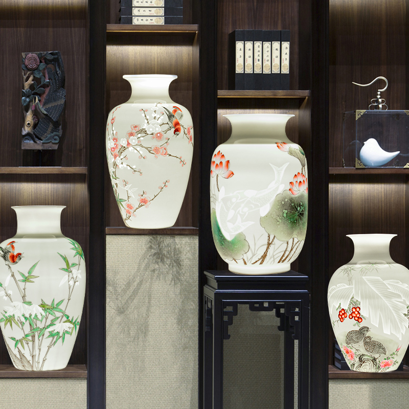 Jingdezhen ceramics master hand - made vases, flower arranging new Chinese style household hall, TV ark, porch decoration furnishing articles