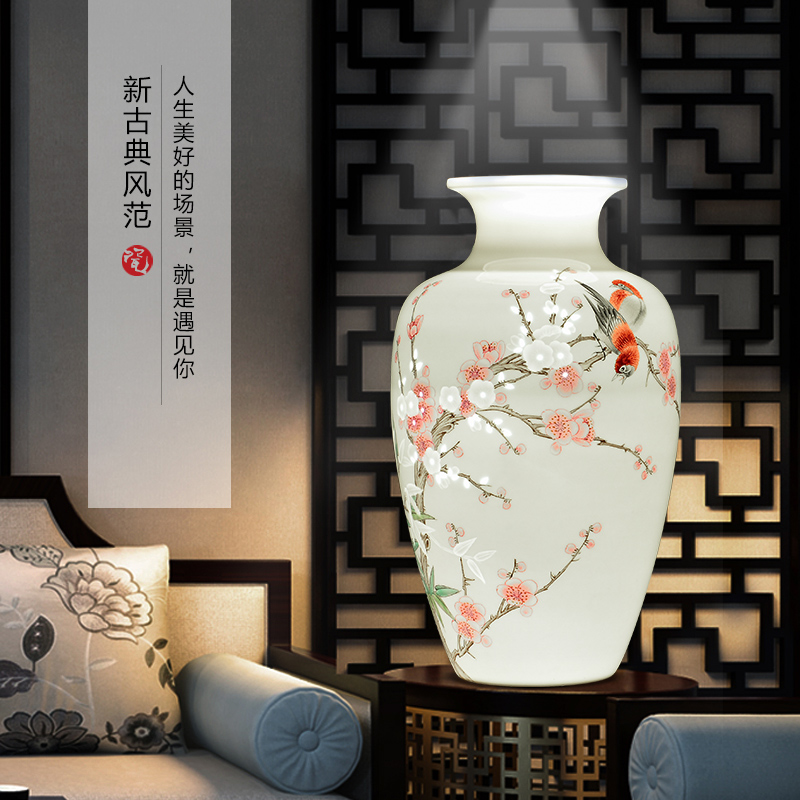 Jingdezhen ceramics master hand - made vases, flower arranging new Chinese style household hall, TV ark, porch decoration furnishing articles