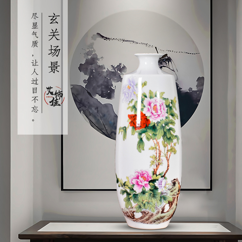 Jingdezhen ceramics powder enamel vase sitting room of Chinese style household dry flower adornment bedroom TV ark, wine furnishing articles