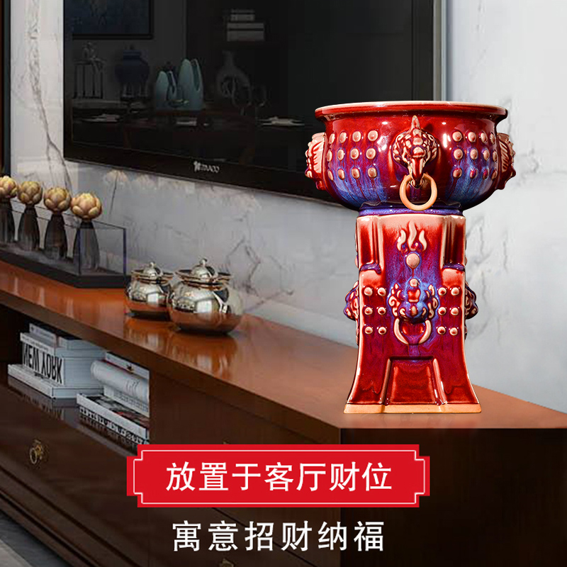 Jingdezhen ceramic vases, flower arrangement sitting room ruby red jun porcelain up with Chinese style restoring ancient ways the study decorate rich ancient frame furnishing articles