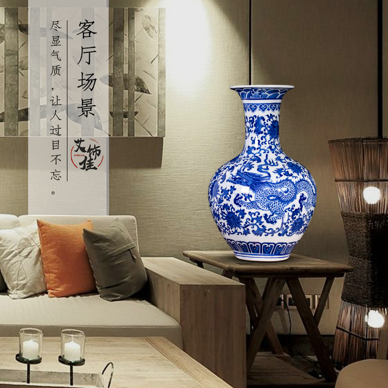 Blue and white porcelain vases, flower arranging furnishing articles of jingdezhen ceramics Chinese style household flower arrangement sitting room decorates porch crafts