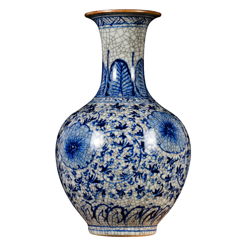 Jingdezhen ceramic vases, large blue and white antique Chinese style household to decorate the living room TV ark, wine furnishing articles arranging flowers