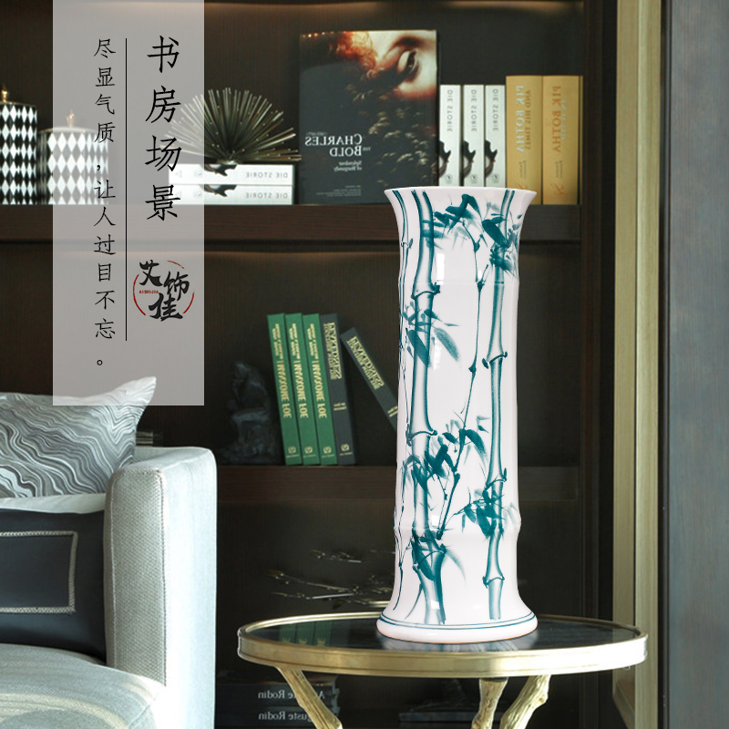 Jingdezhen ceramic lucky bamboo vases, flower arranging furnishing articles home sitting room TV ark, large landing hydroponic ornaments