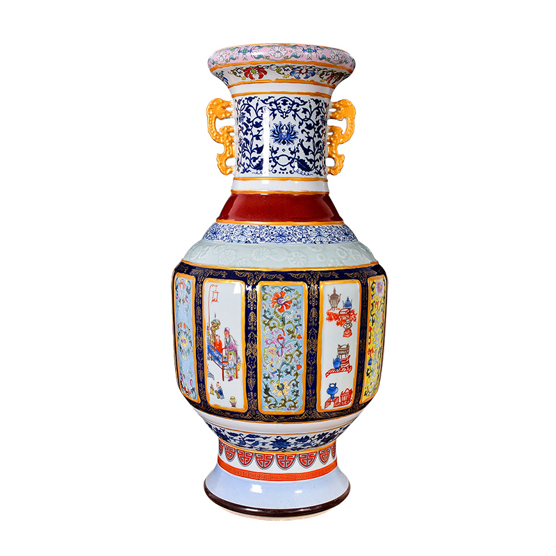 Jingdezhen ceramic antique Chinese porcelain enamel king Chinese vase sitting room home decor collection furnishing articles of my ears