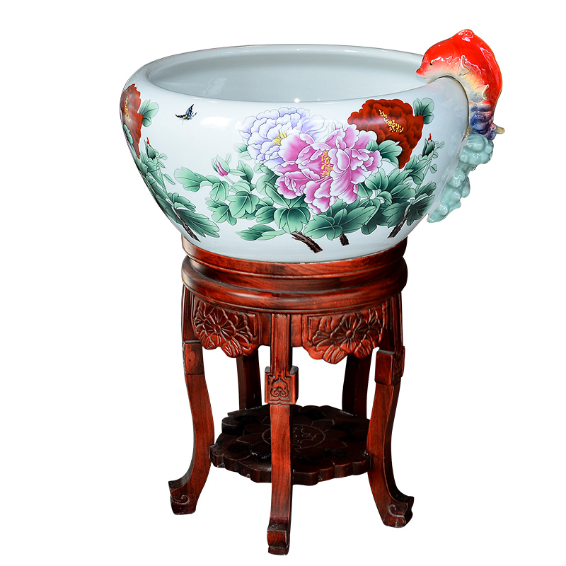 Jingdezhen ceramic aquarium large goldfish lotus lotus basin sitting room place feng shui hotel company