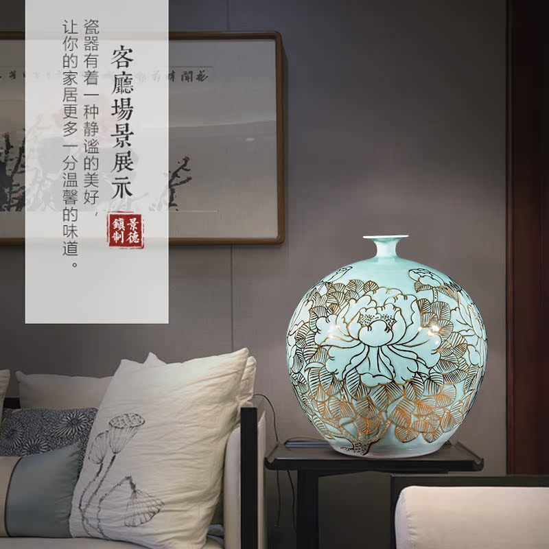 Jingdezhen ceramics hand - made of new Chinese style light see colour vase type pomegranate flower arranging office sitting room key-2 luxury furnishing articles