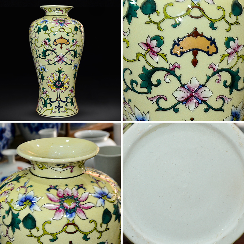 Jingdezhen ceramics bound branch lotus bottle of flower arranging dried flowers home furnishing articles sitting room decorates porch decoration TV ark