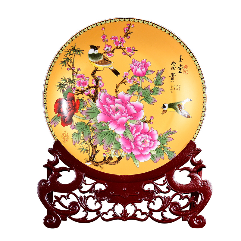 Jingdezhen ceramic famille rose decoration plate sit plate plate furnishing articles sitting room porch TV ark, of Chinese style household crafts