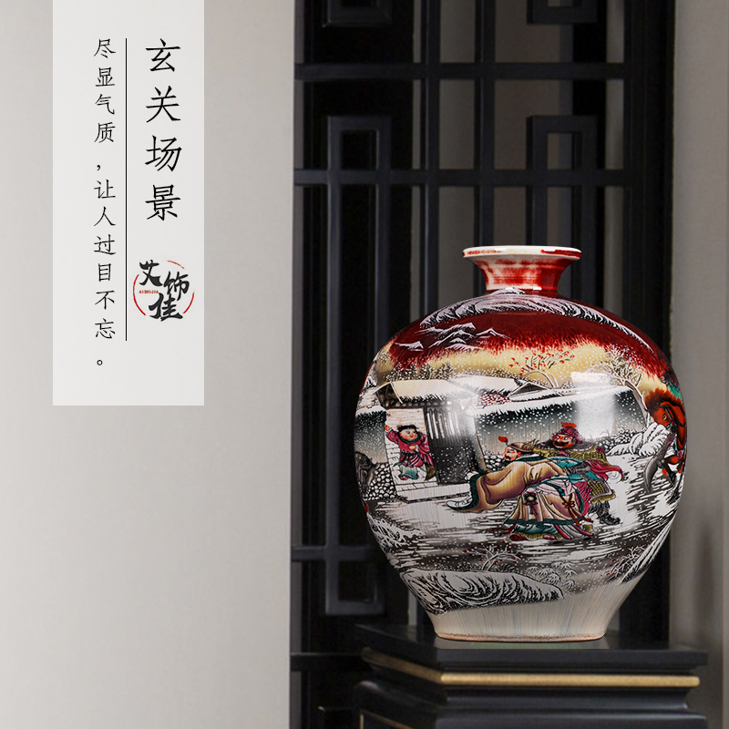 Jingdezhen ceramic antique three vases, flower arrangement of Chinese style living room porch decorate rich ancient frame crafts