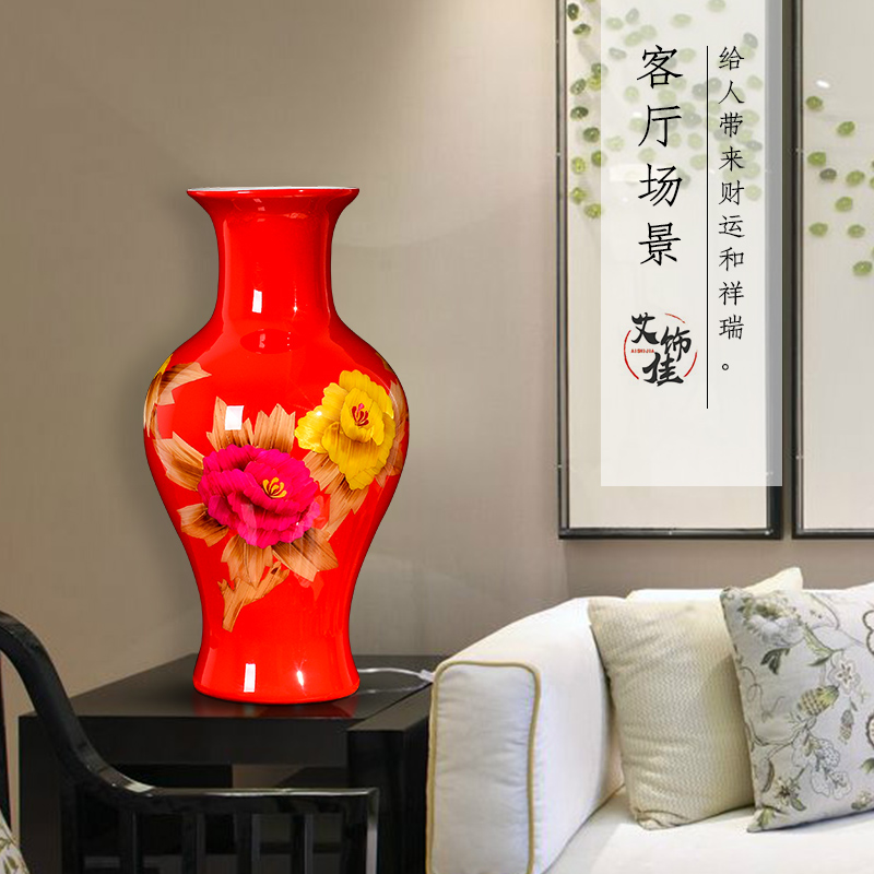 Jingdezhen ceramics yellow straw dry flower arranging flowers sitting room place, a new Chinese style porch ark, decorative arts and crafts