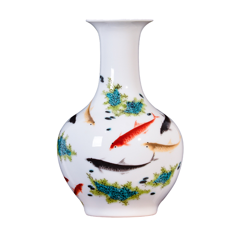 Jingdezhen ceramics powder enamel porcelain vases, flower arranging dried flower of new Chinese style household living room TV cabinet decorative furnishing articles