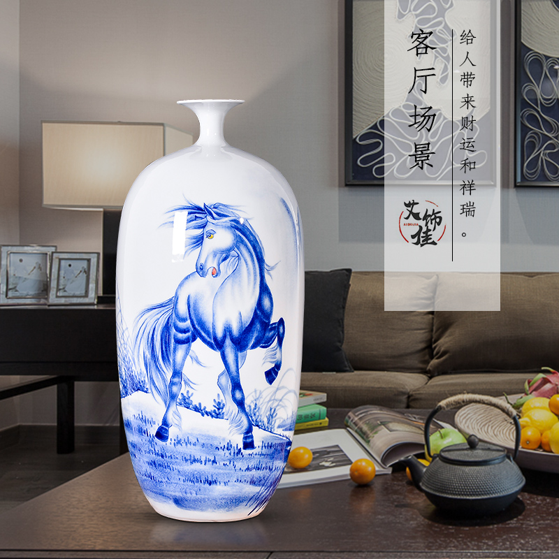 Jingdezhen ceramic vase sitting room adornment hand - made Chinese flower arranging success household handicraft collection furnishing articles