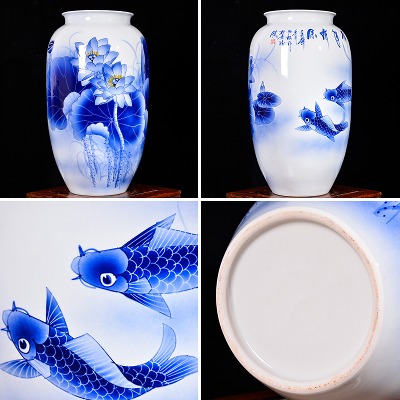 Jingdezhen ceramic furnishing articles hand - made of blue and white porcelain vases, flower arranging TV ark, Chinese style household, the sitting room porch decorations