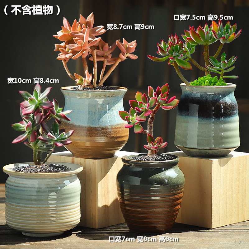 Fleshy flowerpot ceramic clearance package mail sale of large diameter coarse pottery breathable contracted large old meat the plants flower pot