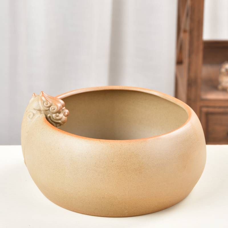 Water have no hole clearance thick copper grass flower pot ceramics earthenware bowl lotus lotus basin lucky bamboo plate'm money plant lotus basin