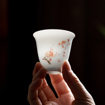 Minchuang sheep fat jade porcelain Kung Fu tea cup Household hand-painted ceramic tea cup Single cup Japanese small master cup tea set