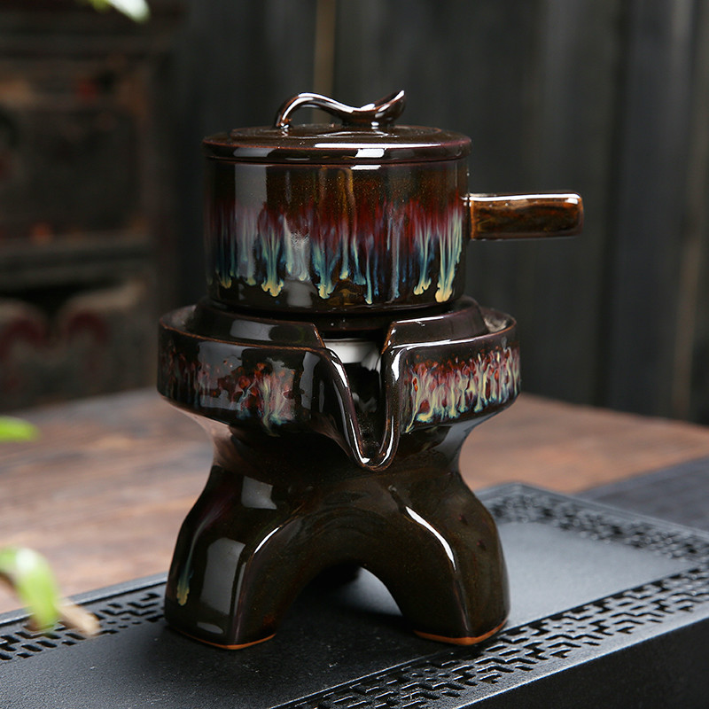 Fujian and tea set built red glaze, household automatically make tea of the lazy ceramic teapot millstones kung fu tea cups