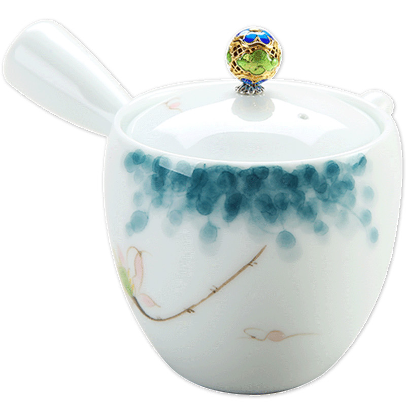 Fujian and hand - made ceramic teapot contracted household tea single pot of Japanese kung fu tea set white porcelain teapot side suit