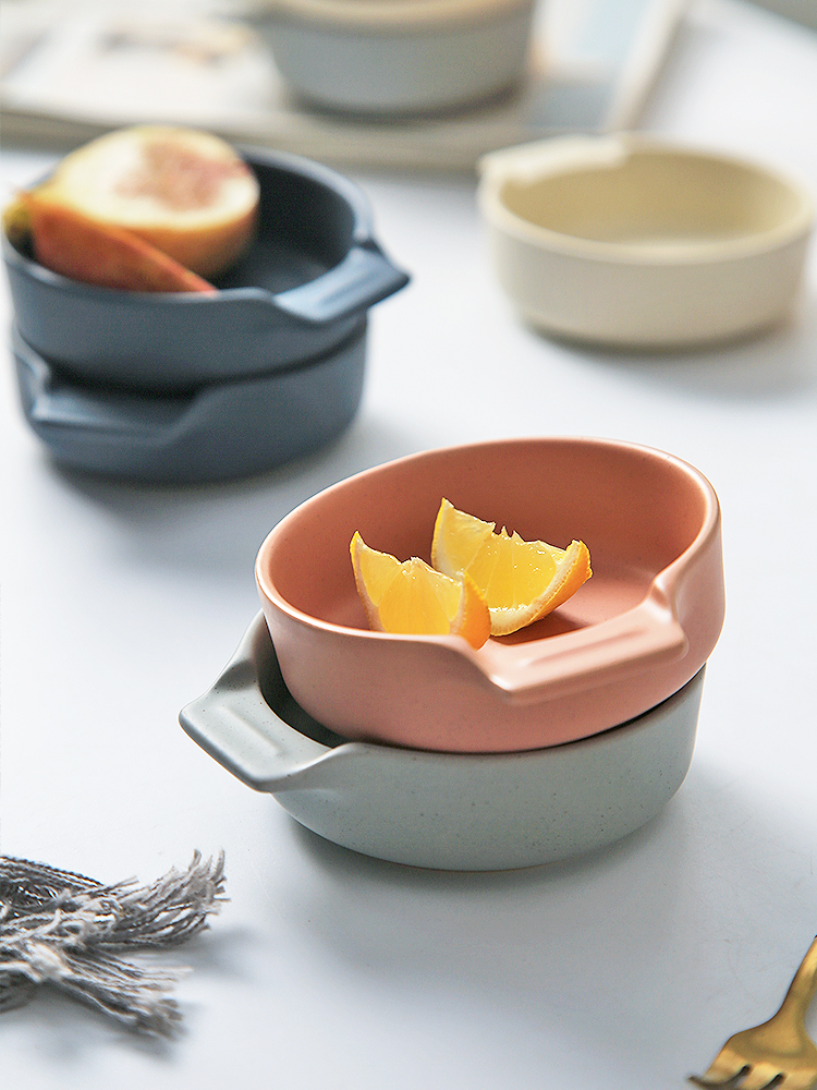 Scene wishful Nordic ceramic creative dishes with handle dish of soy sauce taste dumplings disc hotpot condiment dishes mustard sauce