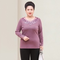 Middle-aged and elderly womens fat Mother Base shirt long sleeve lace coat foreign Old Lady Autumn loose T-shirt