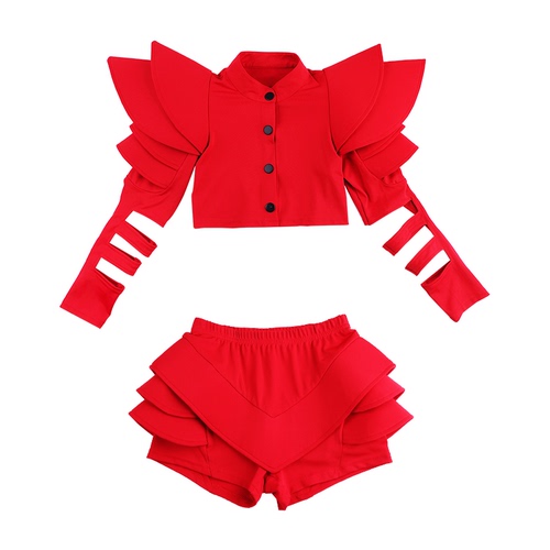 Hip Hop Dance Costumes for girls Jazz Dance Dress Children's jazz dance performance dress red girl fashion model T-stage show festive suit show