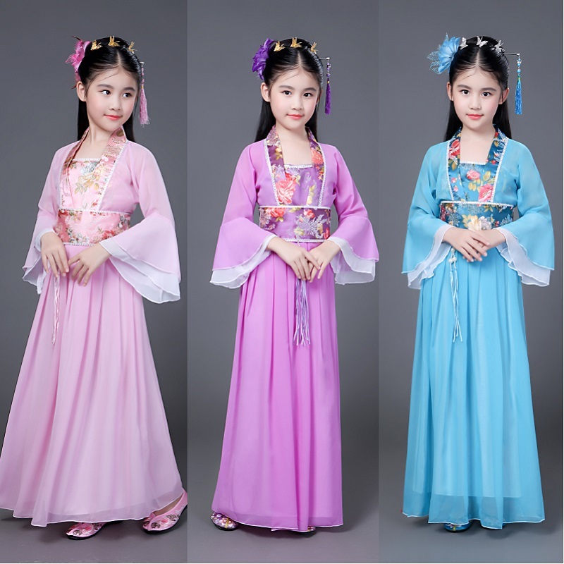 Girls Folk Dance Dress Children's ancient costume, women's Han costume, fairy costume, imperial concubine costume, Chinese costume, Tang costume, 