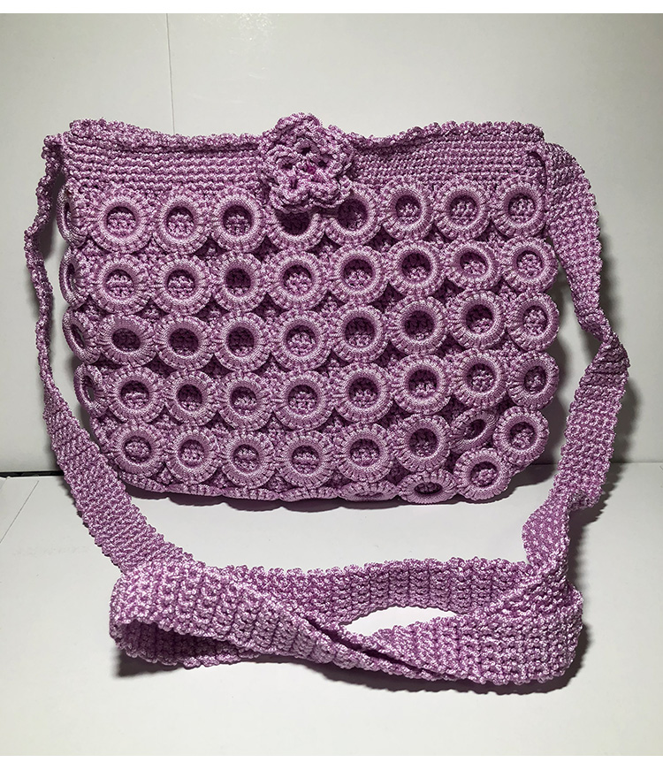 手工钩包 毛线包 圈圈成品包 小方包 女包手提包空心线编织包包邮