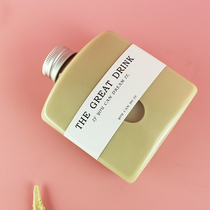 Creative cold brew iced drip coffee bottle flat square small wine bottle 250ml plastic juice bottle Disposable milk tea bottle