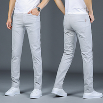 Summer slim fit pants mens new pure cotton men casual pants elastic body straight fit pants 100 hitch pants long pants