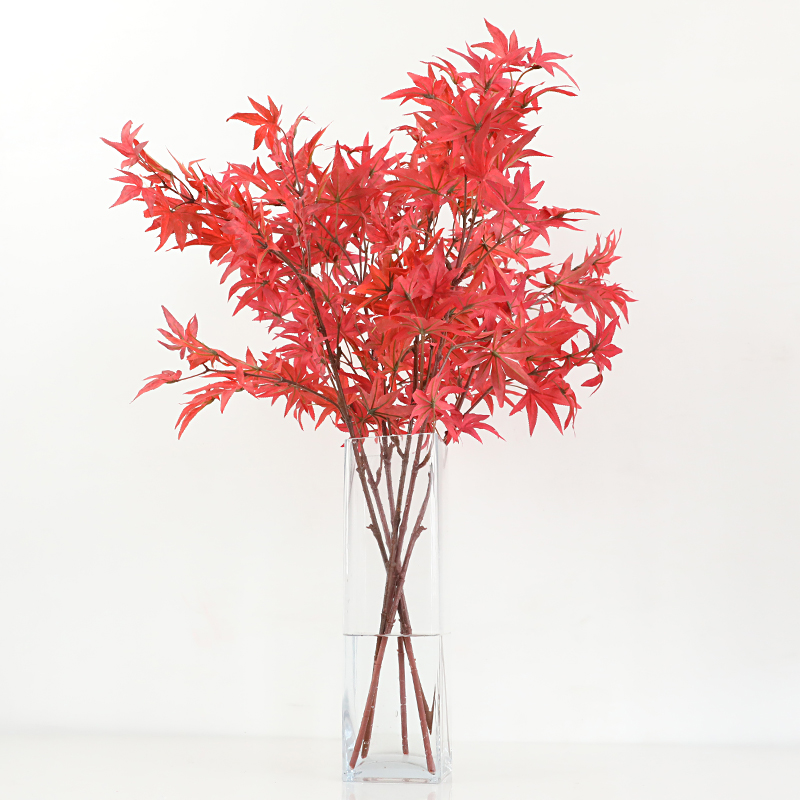 Thai Ring Maple Leaf Artificial Flower Red Maple Leaf Living Room Dining Table Indoor Soft Decoration Floriculture Model Room Flower Arrangement Ornaments