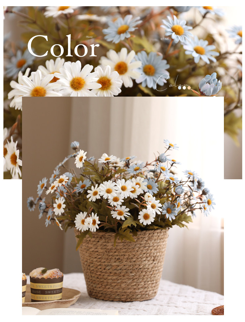 莫兰迪小雏束洋甘菊假花 餐桌花艺摆设装饰 拍照摄影道具