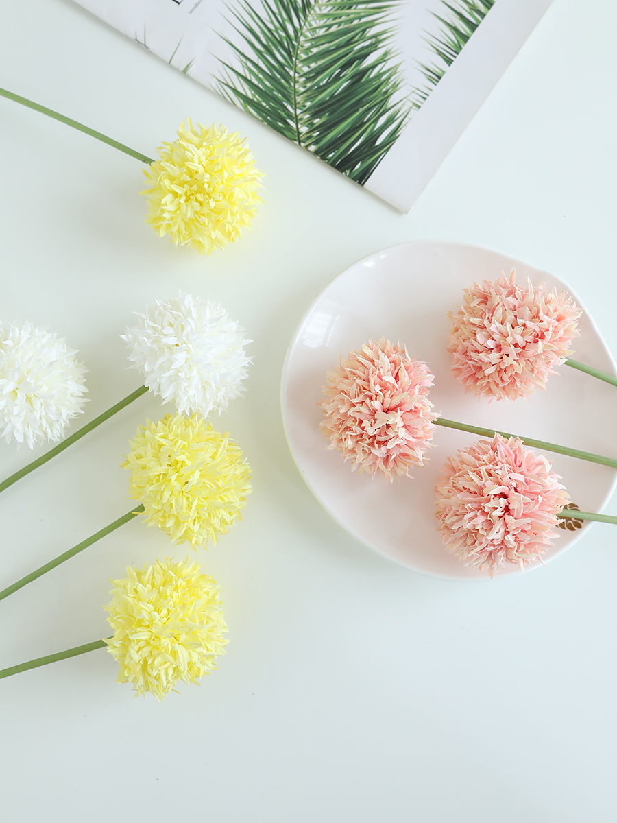 Taihuan High Quality Table Tennis Chrysanthemum Artificial/Fake Flower Silk Flower Indoor Living Room Decoration Dining Table Single Stem Flower Arrangement Ornaments