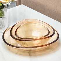 Simple Nordic light luxury crystal glass mesh red fruit plate modern living room creative home coffee table candy snack plate