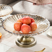 Glass fruit plate large crystal creative candy snack plate living room household European style simple coffee table dried fruit pot