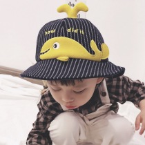Baby basin hat Autumn and winter children fisherman hat 1-2-3 years old childrens hat Male and female cute whale cartoon hat